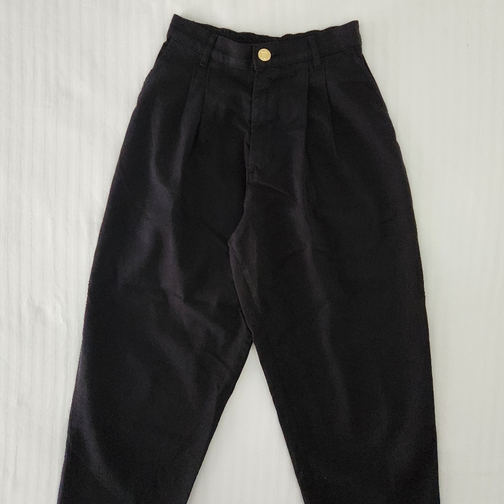 NWOT Big Bud Press Pleated Trousers in Black - Size XXS Petite - Picture 2 of 5